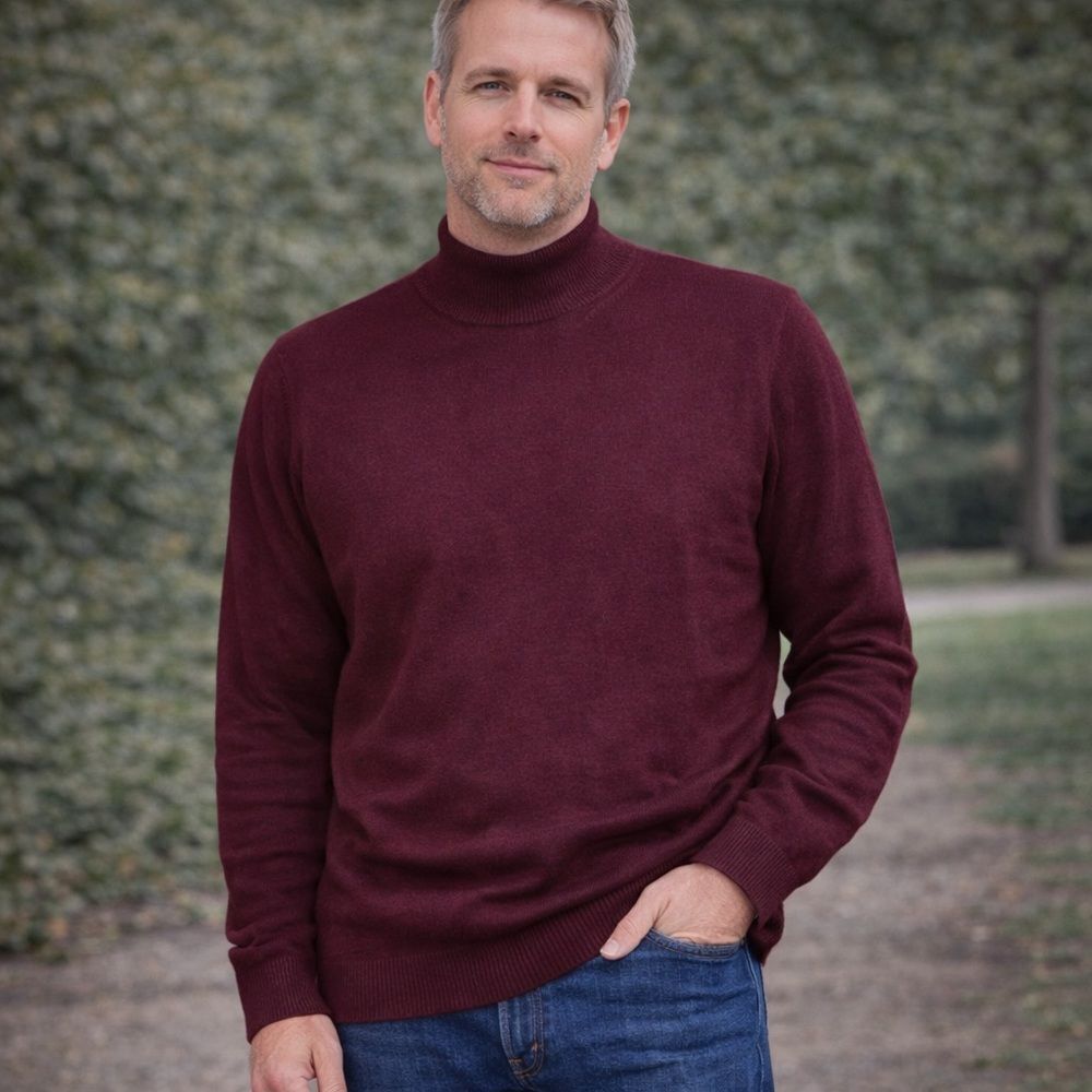 NWT Britches Merino Wool Blend Mock Turtleneck Burgundy